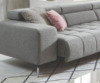 Ecksofa R MESSAGE Chenill grau mit Kopfteilverstellung