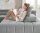 Ecksofa R MESSAGE Chenill grau mit Kopfteilverstellung