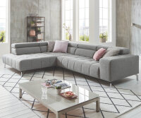 Ecksofa L MESSAGE Chenill grau mit Kopfteilverstellung