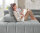 Ecksofa L MESSAGE Chenill grau mit Kopfteilverstellung