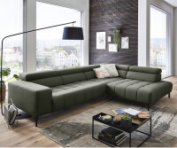 Ecksofa R MESSAGE Feincord forest mit Kopfteilverstellung