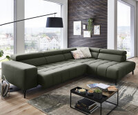 Ecksofa R MESSAGE Feincord forest mit Kopfteilverstellung