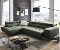 Ecksofa L MESSAGE Feincord forest mit Kopfteilverstellung
