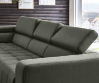 Ecksofa L MESSAGE Feincord forest mit Kopfteilverstellung