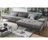 Ecksofa R MP-IN20126 Cord grey mit Sitztiefenverstellung