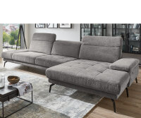 Ecksofa R MP-IN20126 Cord grey mit Sitztiefenverstellung