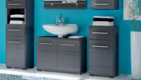 Badezimmer Set CHROME 5-teilig graumetallic Hochglanz LED