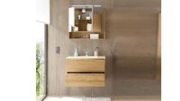Badezimmer Set YUKON Eiche teilmassiv mit LED 2-teilig