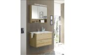 Badezimmer Set YUKON Eiche teilmassiv mit LED 2-teilig
