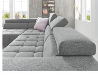 Ecksofa MESSAGE Chenill grau mit Kopfteilverstellung