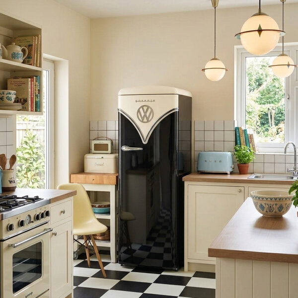 Gorenje OBRB 615 DBK Retro-Kühlschrank Schwarz IonAir DynamiCooling