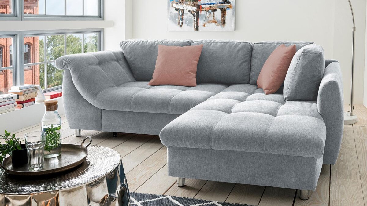 AXLIVING Ecksofa Ederra U-Form 300cm - Mit Schlaffunktion & Stauraum, Dunkelgrau