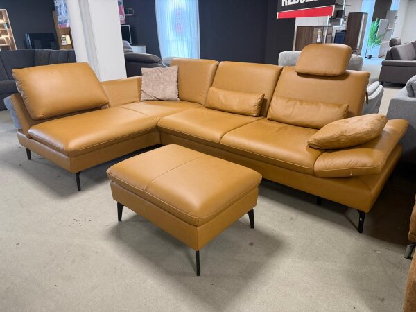 Ecksofa inkl. Hocker PN-IN23099 Leder kurkuma ca. 198x315 cm
