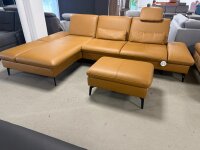 Ecksofa inkl. Hocker PN-IN23099 Leder kurkuma ca. 198x315 cm