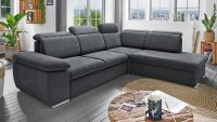 Ecksofa VASTO R Stoff anthrazit Schlaffunktion und...