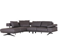 Ecksofa Galliano Echt Leder grau 277x240 cm