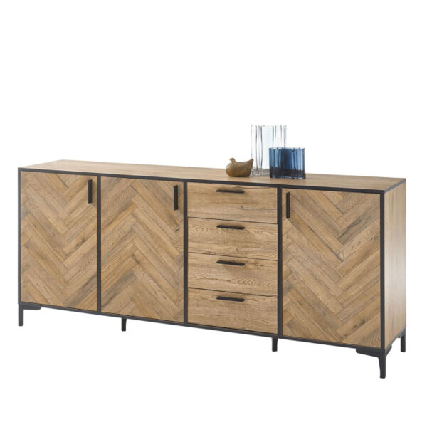 Sideboard VOLEO MADRID Bartex Eiche 3-türig 4 Schubkästen