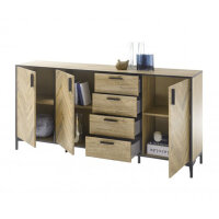Sideboard VOLEO MADRID Bartex Eiche 3-türig 4 Schubkästen