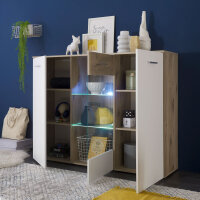 Highboard BZ5095 weiß und Eiche Dekor