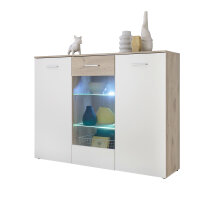 Highboard BZ5095 weiß und Eiche Dekor