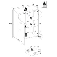 Vitrine BZ5095 halbhoher Schrank in Viking Eiche und weiß