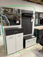 Garderobenset Melody weiß Hochglanz und schwarz 4-teilig