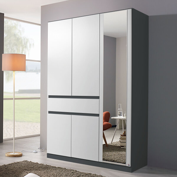 Kleiderschrank Tübingen Front alpinweiß Korpus graumetallic 136 cm