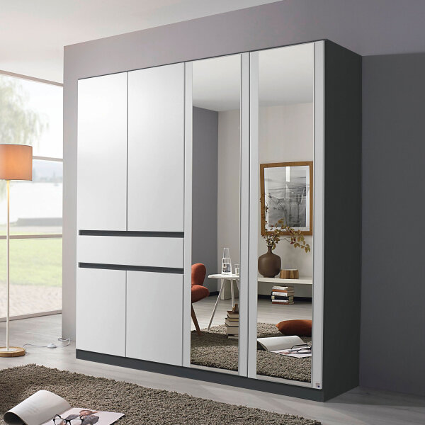 Kleiderschrank Tübingen Front alpinweiß Korpus graumetallic 181 cm