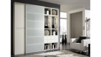 Regalwand TORO 28 System beige matt lackiert Glas satiniert