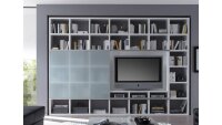 Wohnwand TORO 36 System schwarzbraun Eiche Glas satiniert