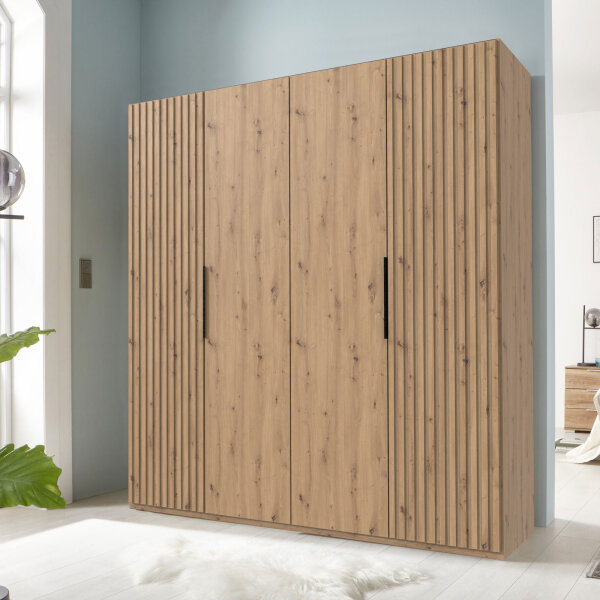Drehtürenschrank Andorra Artisan Eiche Akustikpaneel Optik 200cm