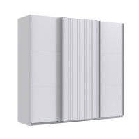 Schwebetürenschrank Andorra Weiß Akustikpaneel Optik 250cm