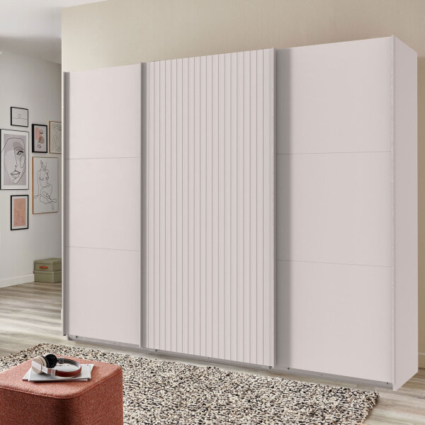Schwebetürenschrank Andorra Weiß Akustikpaneel Optik 300cm