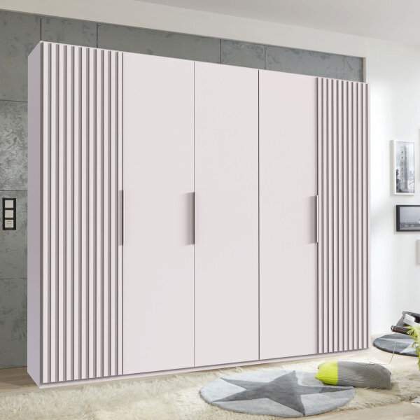 Drehtürenschrank Andorra Weiß Akustikpaneel Optik 250cm