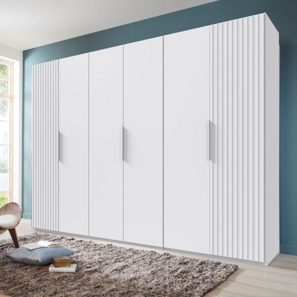 Drehtürenschrank Andorra Weiß Akustikpaneel Optik 300cm