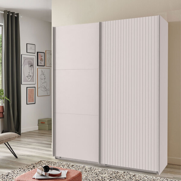 Schwebetürenschrank Andorra Weiß Akustikpaneel Optik 200cm