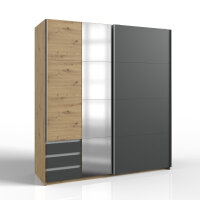 Schwebetürenschrank Aurich Graphit Artisan Eiche 179cm