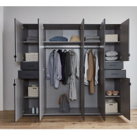 Drehtürenschrank Danzig Graphit und Glas Schwarz 225cm