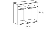 Kleiderschrank Malmö silver Fir graphit 180 cm 2-türig Spiegel