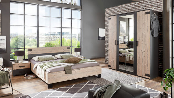 Schlafzimmer Malmö silver fir graphit Set 4tlg