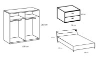 Schlafzimmer Malmö silver fir graphit Set 4tlg