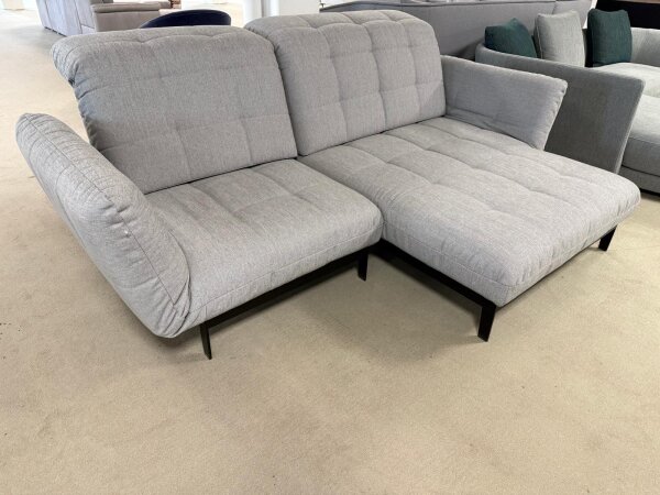 Rolf Benz Ecksofa Agio Stoff silbergrau 14.113 lack. schwarz