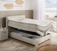 Boxspringbett Arabella 140x200 Cord light greige H2/H3 Topper Bettkasten