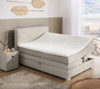 Boxspringbett Arabella 140x200 Cord light greige H2/H3 Topper Bettkasten