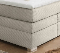 Boxspringbett Arabella 140x200 Cord light greige H2/H3 Topper Bettkasten