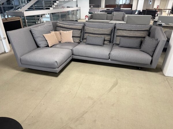 Freistil Rolf Benz Ecksofa 169 Bezug 5245 eisengrau Kufen schwarz