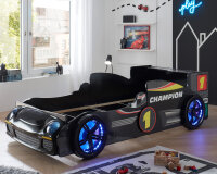 Autobett Kinderbett Rinum Schwarz Hochglanz mit...