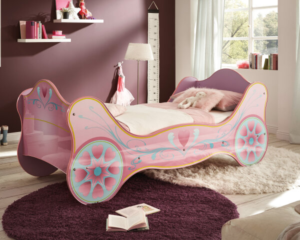 Kinderbett Sissy Kutsche Lila Glanz 90x200 cm