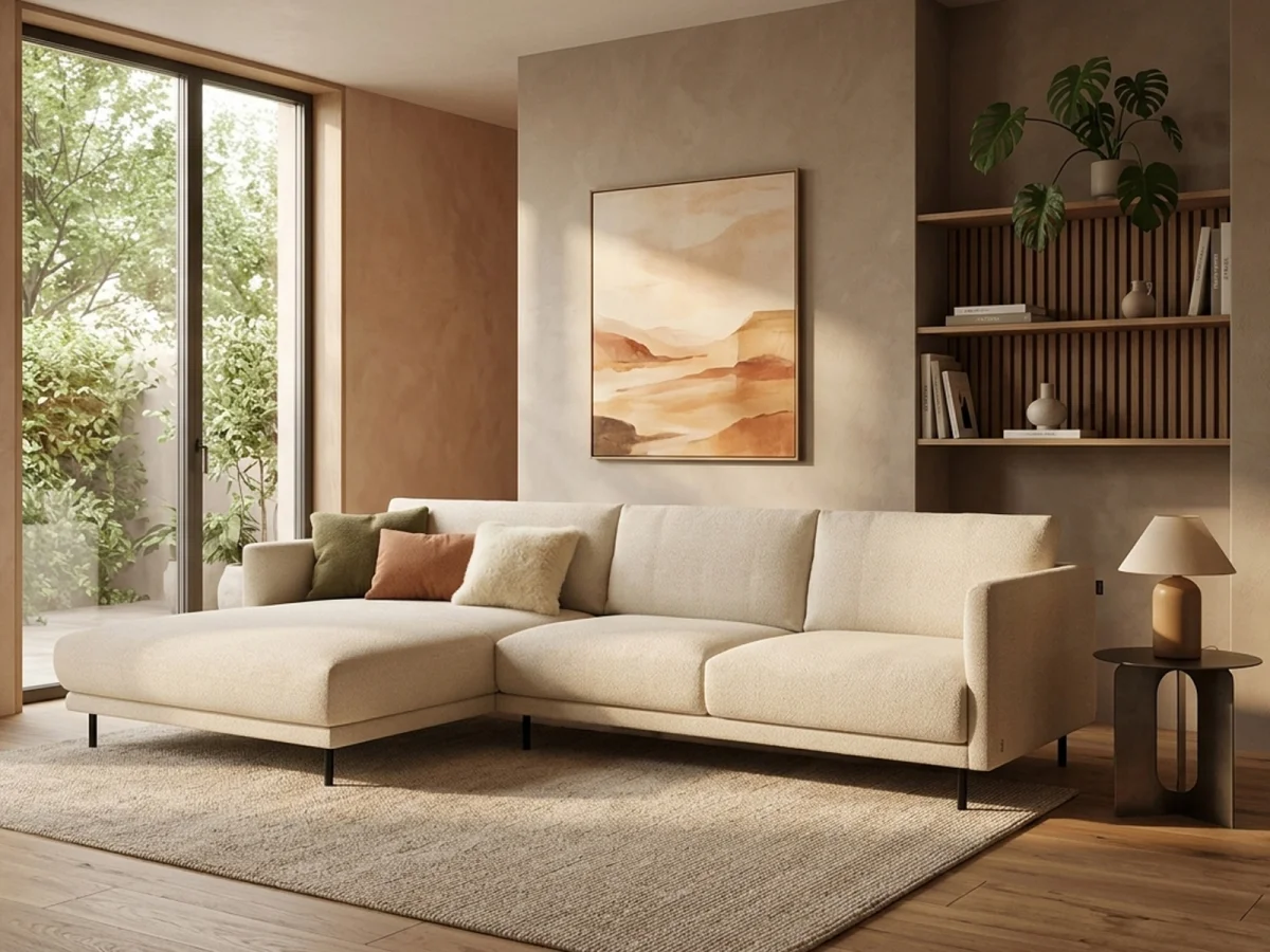 Ecksofa Rolf Benz freistil 133 links Stoff Hellelfenbein