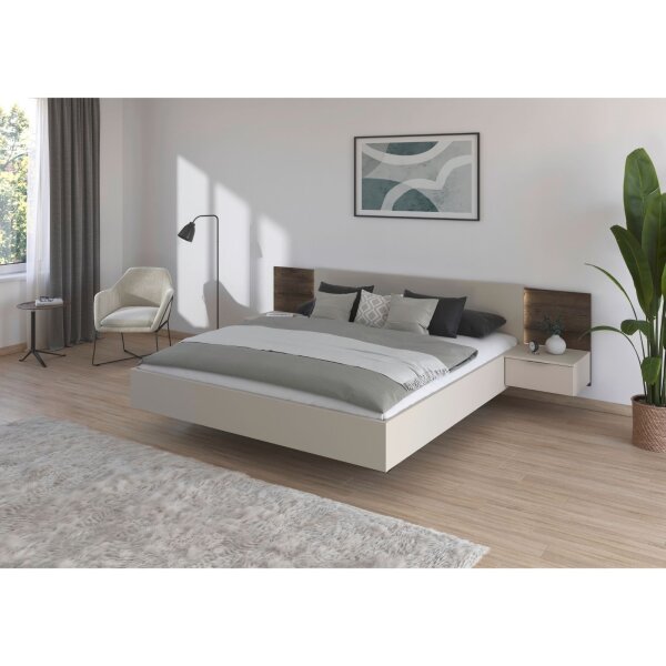 Bettanlage Marbella champagner / Atlantic Oak dunkel 180x200cm